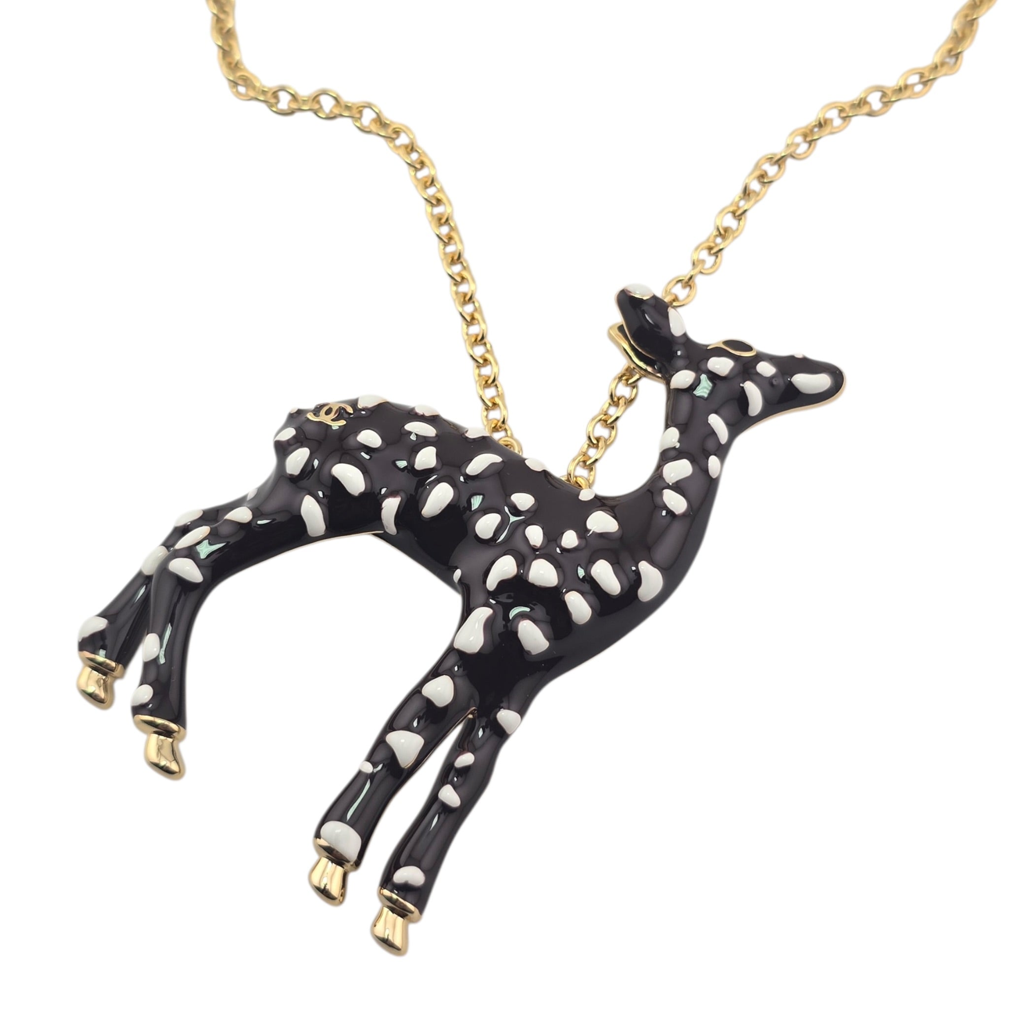 Chanel CC Deer Gold Maroon Necklace 2026 CHANEL