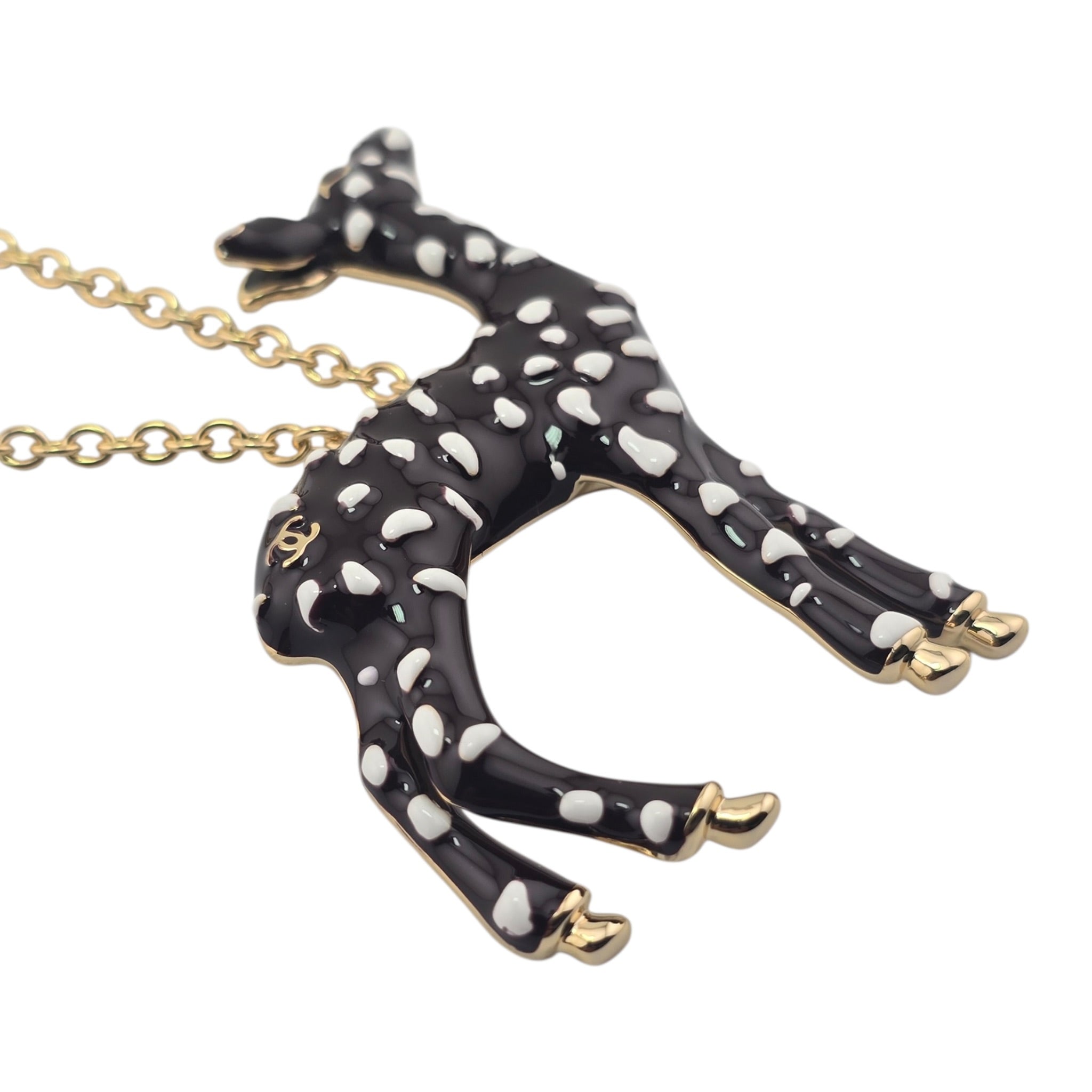 Chanel CC Deer Gold Maroon Necklace 2026 CHANEL
