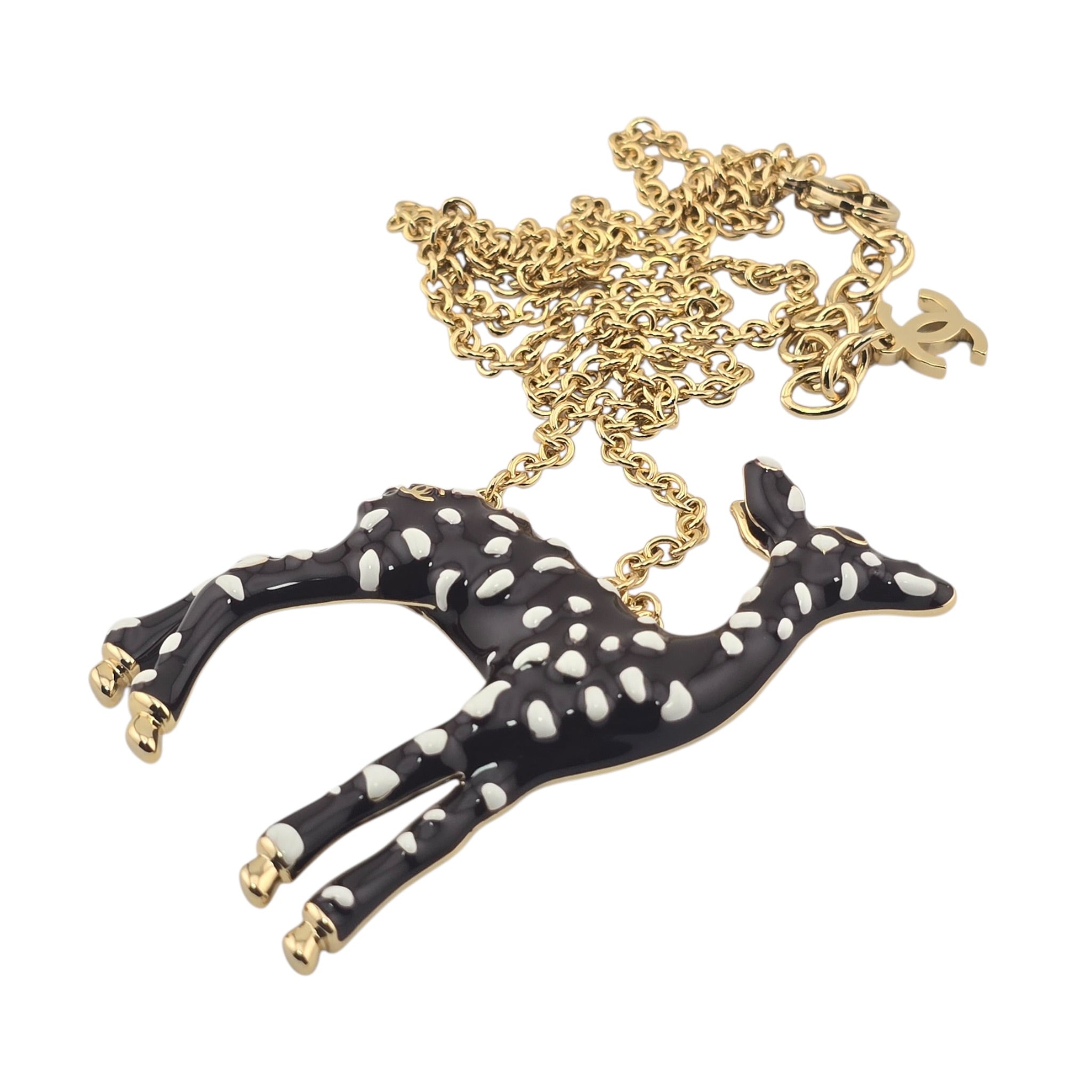 Chanel CC Deer Gold Maroon Necklace 2026 CHANEL
