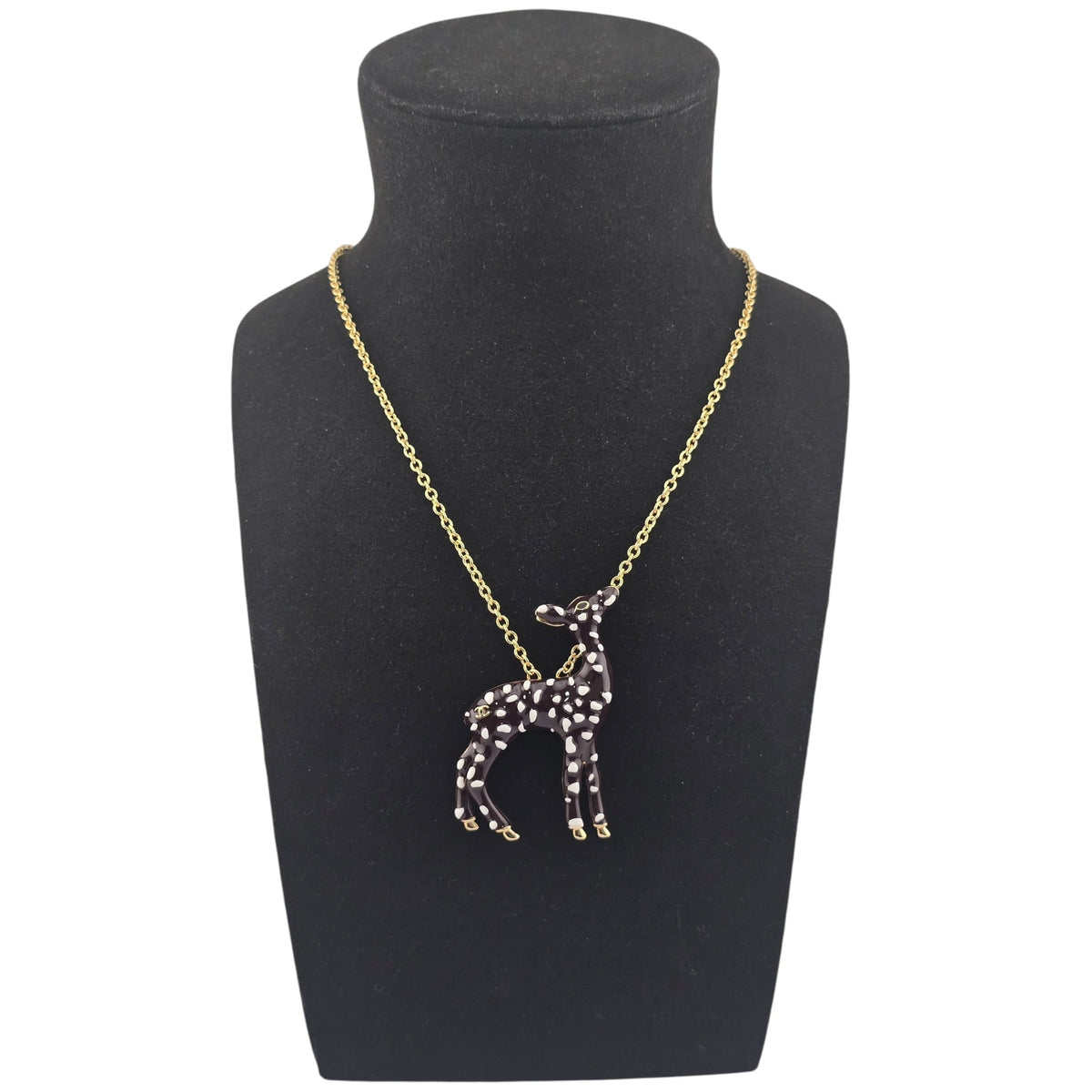 Chanel CC Deer Gold Maroon Necklace 2026 CHANEL