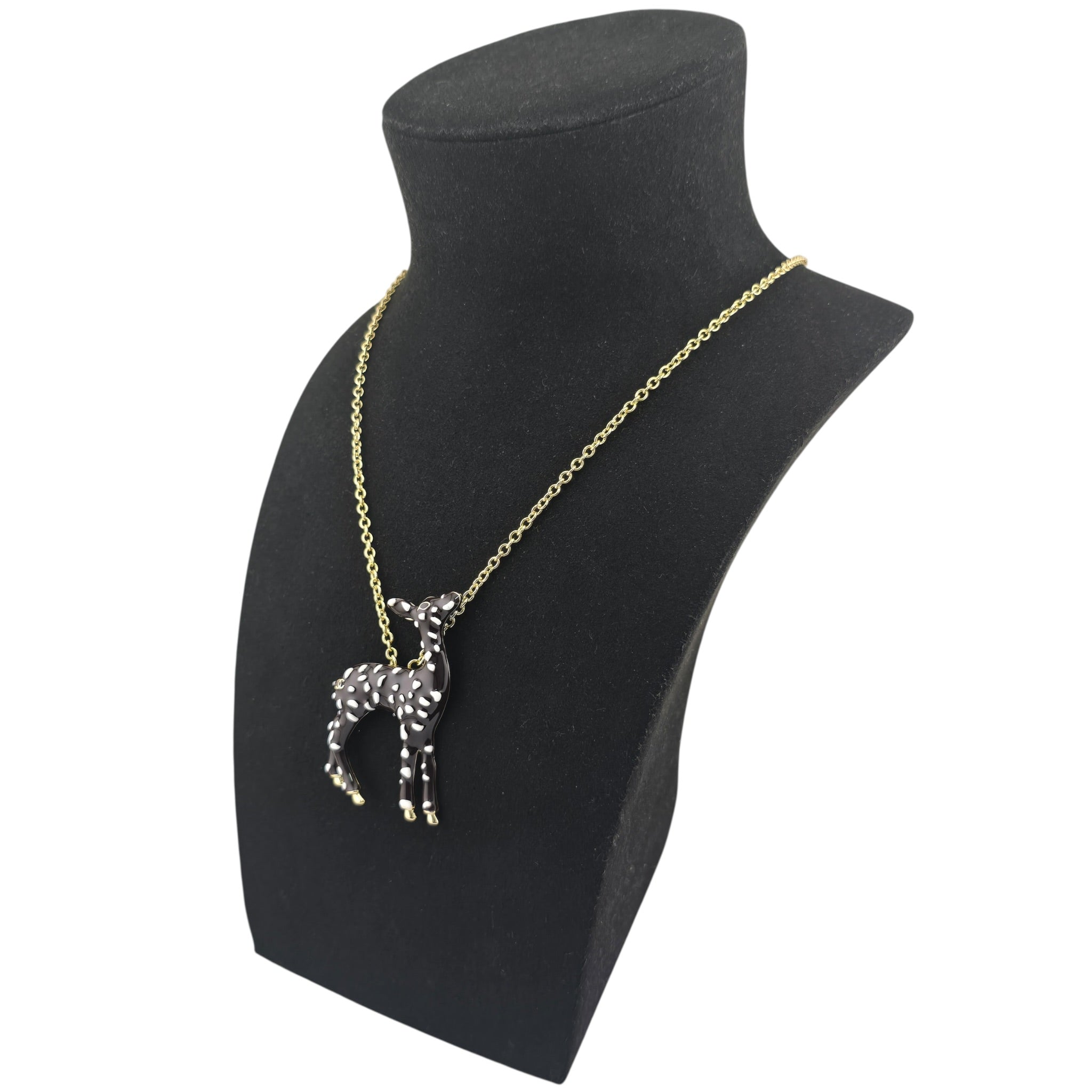 Chanel CC Deer Gold Maroon Necklace 2026 CHANEL