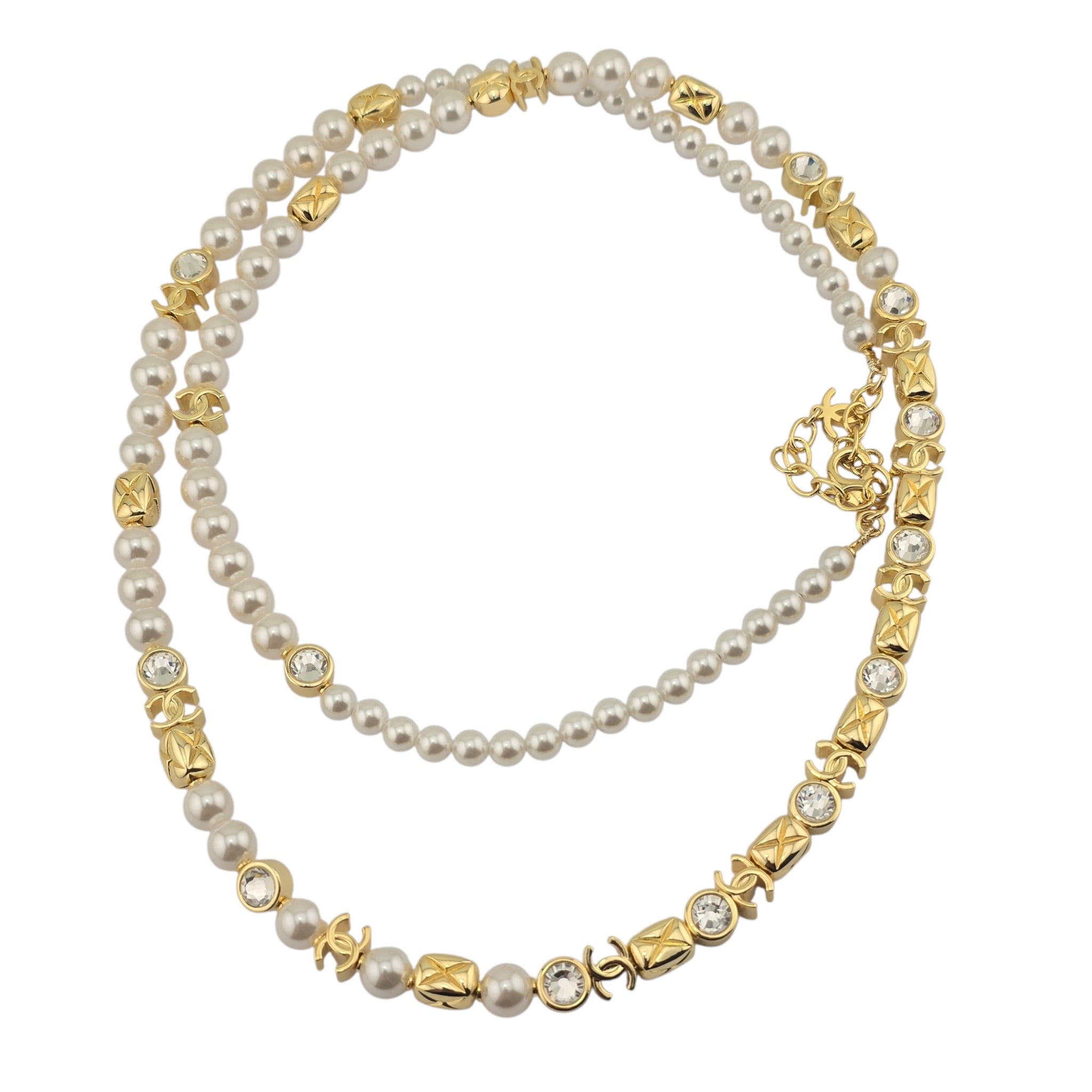 Chanel CC Faux Pearl Gold Long Necklace 2026 CHANEL