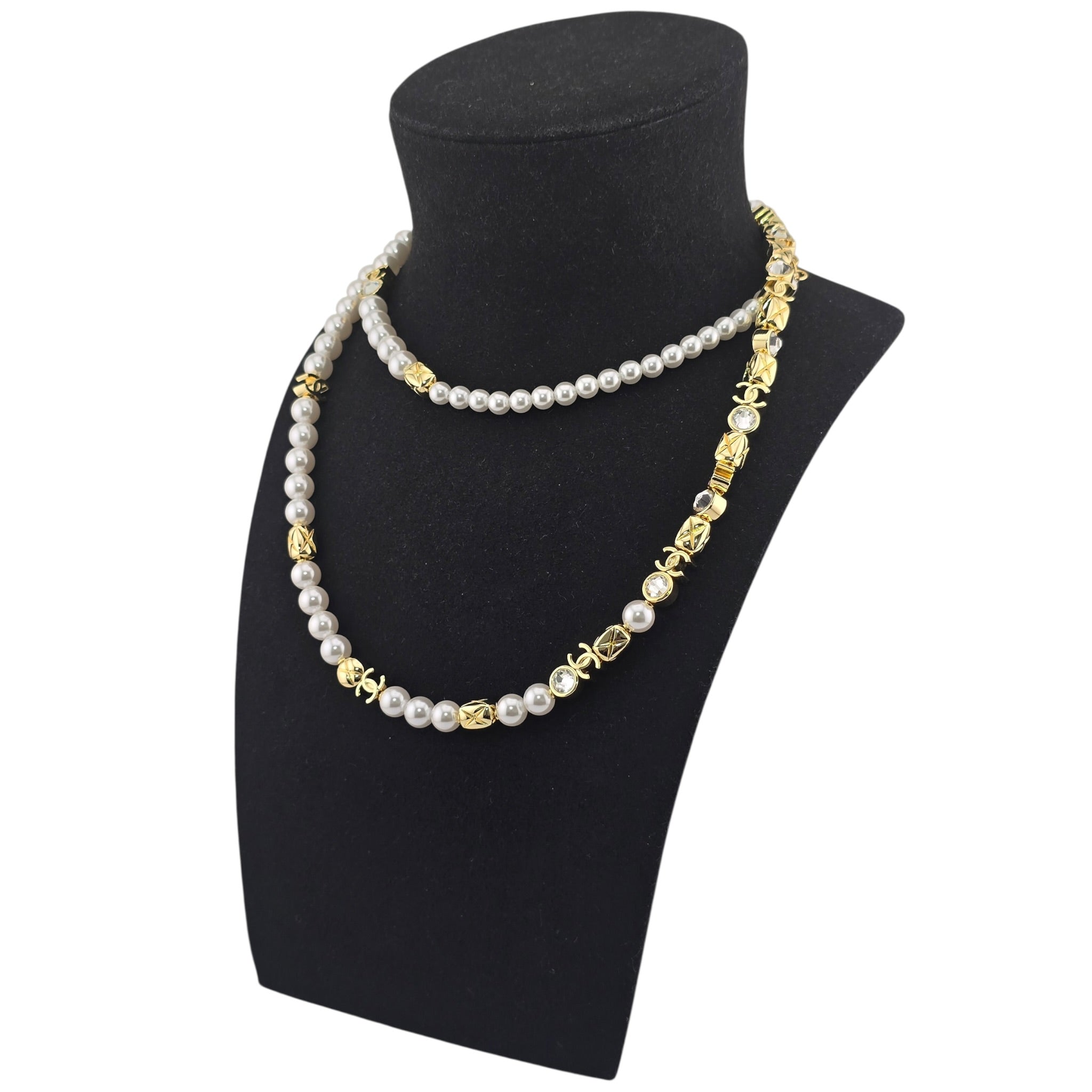 Chanel CC Faux Pearl Gold Long Necklace 2026 CHANEL