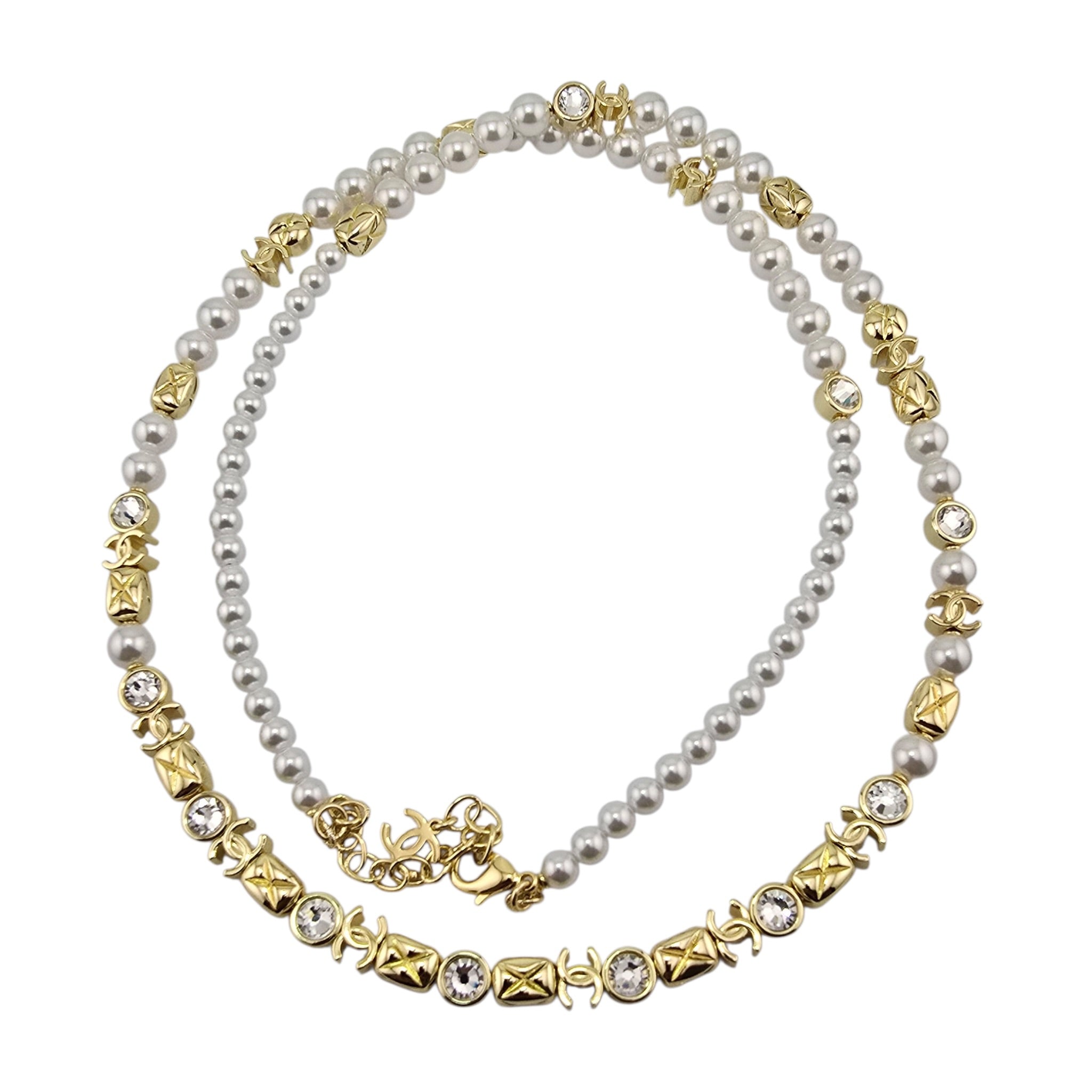 Chanel CC Faux Pearl Gold Long Necklace 2026 CHANEL