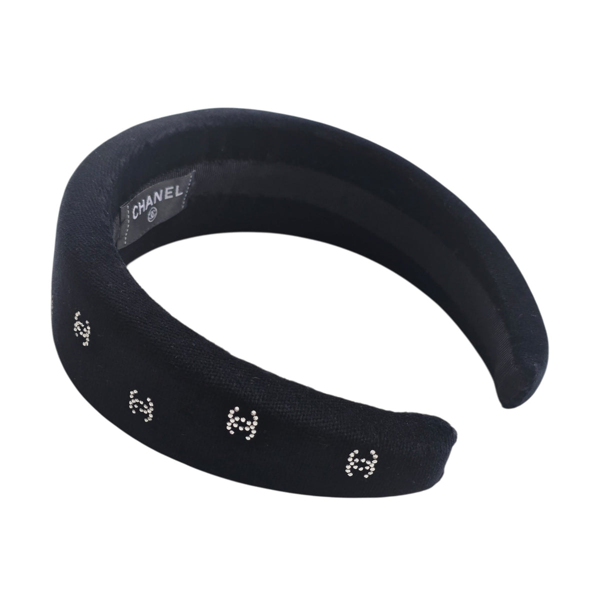 Chanel CC Velvet Strass Black Headband CHANEL