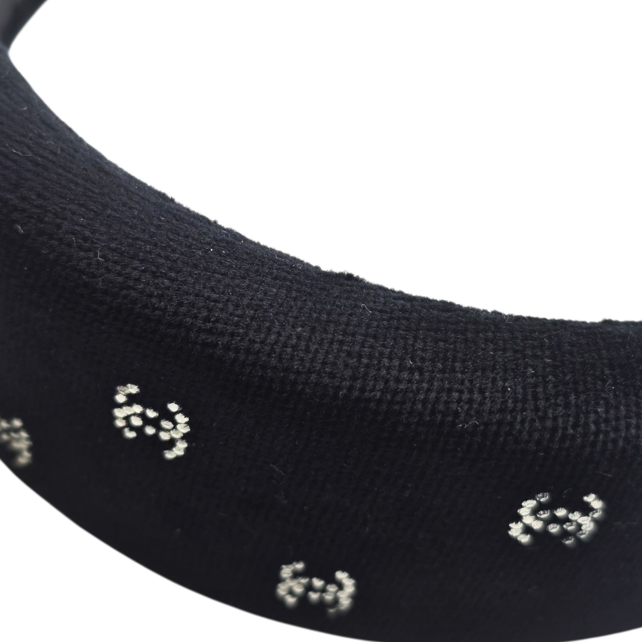 Chanel CC Velvet Strass Black Headband CHANEL