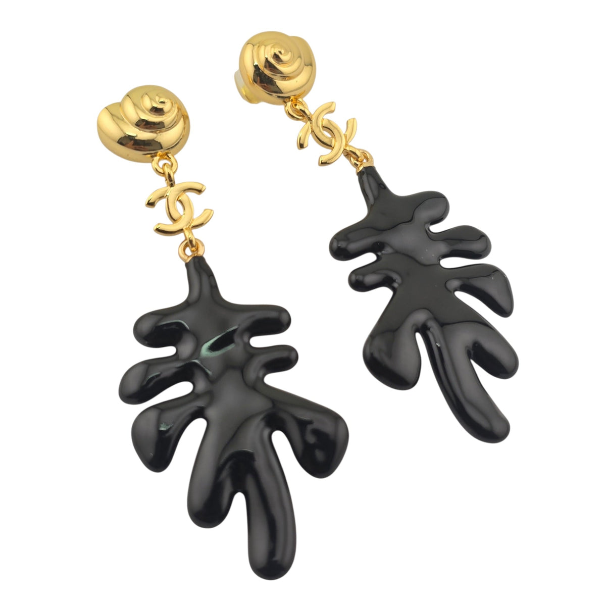 Chanel CC Black Coral Pendant Earrings 2026 CHANEL