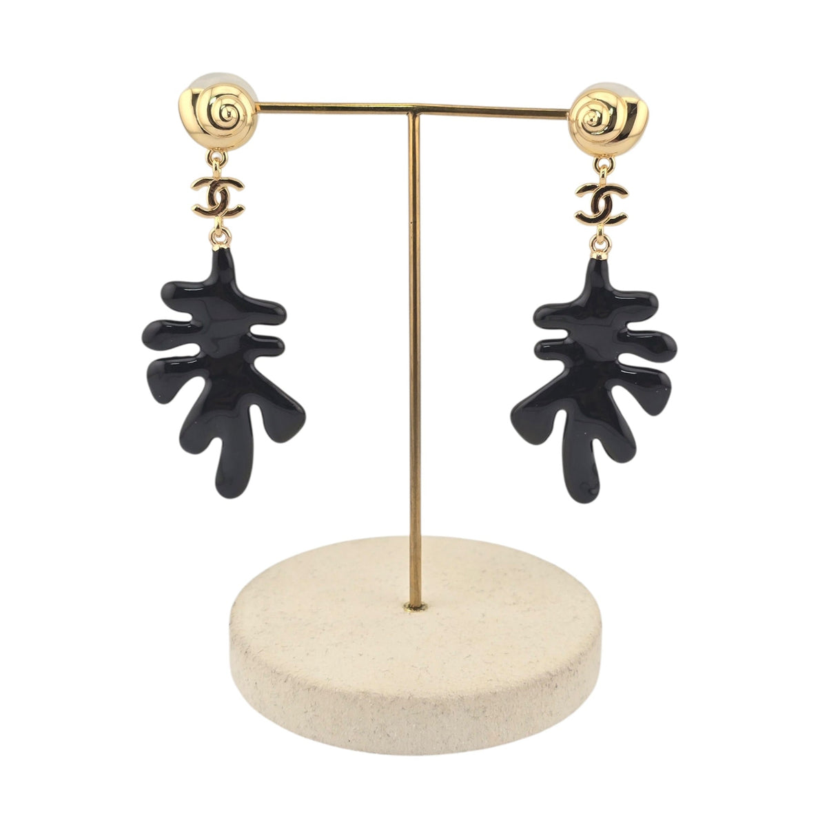 Chanel CC Black Coral Pendant Earrings 2026 CHANEL
