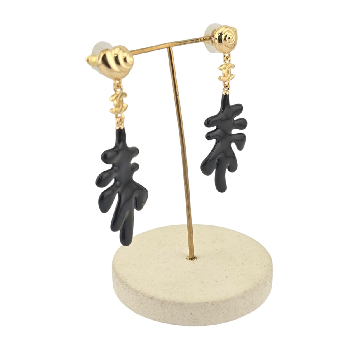 Chanel CC Black Coral Pendant Earrings 2026 CHANEL
