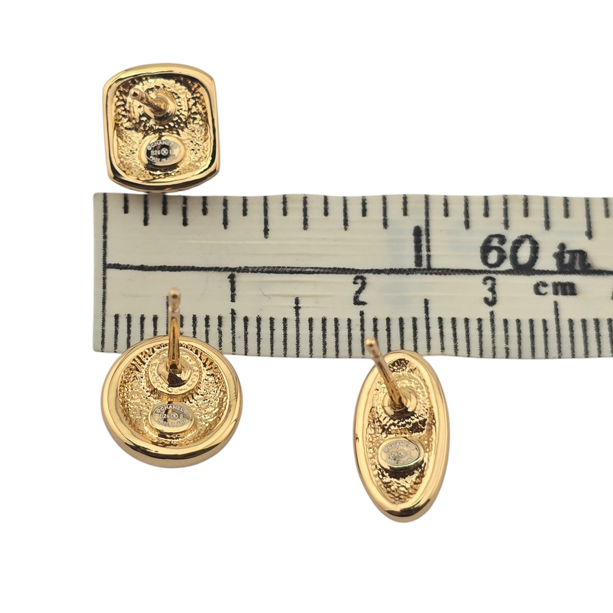 Chanel CC Metal Resin 3 Piece Earrings Gold Black 2026 CHANEL