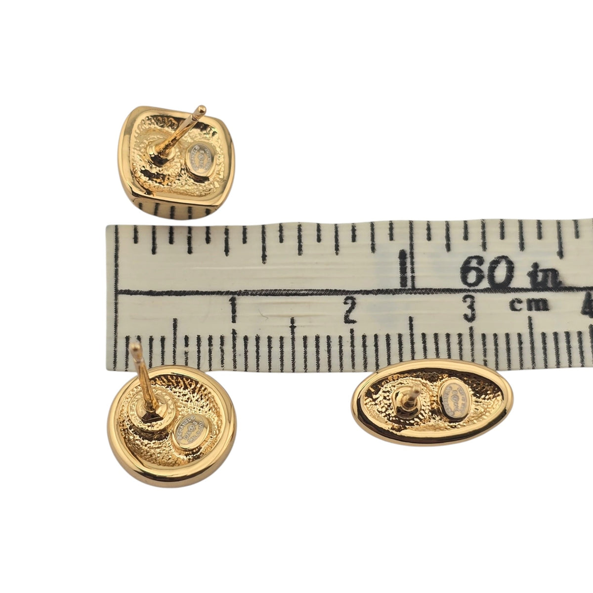 Chanel CC Metal Resin 3 Piece Earrings Gold Black 2026 CHANEL