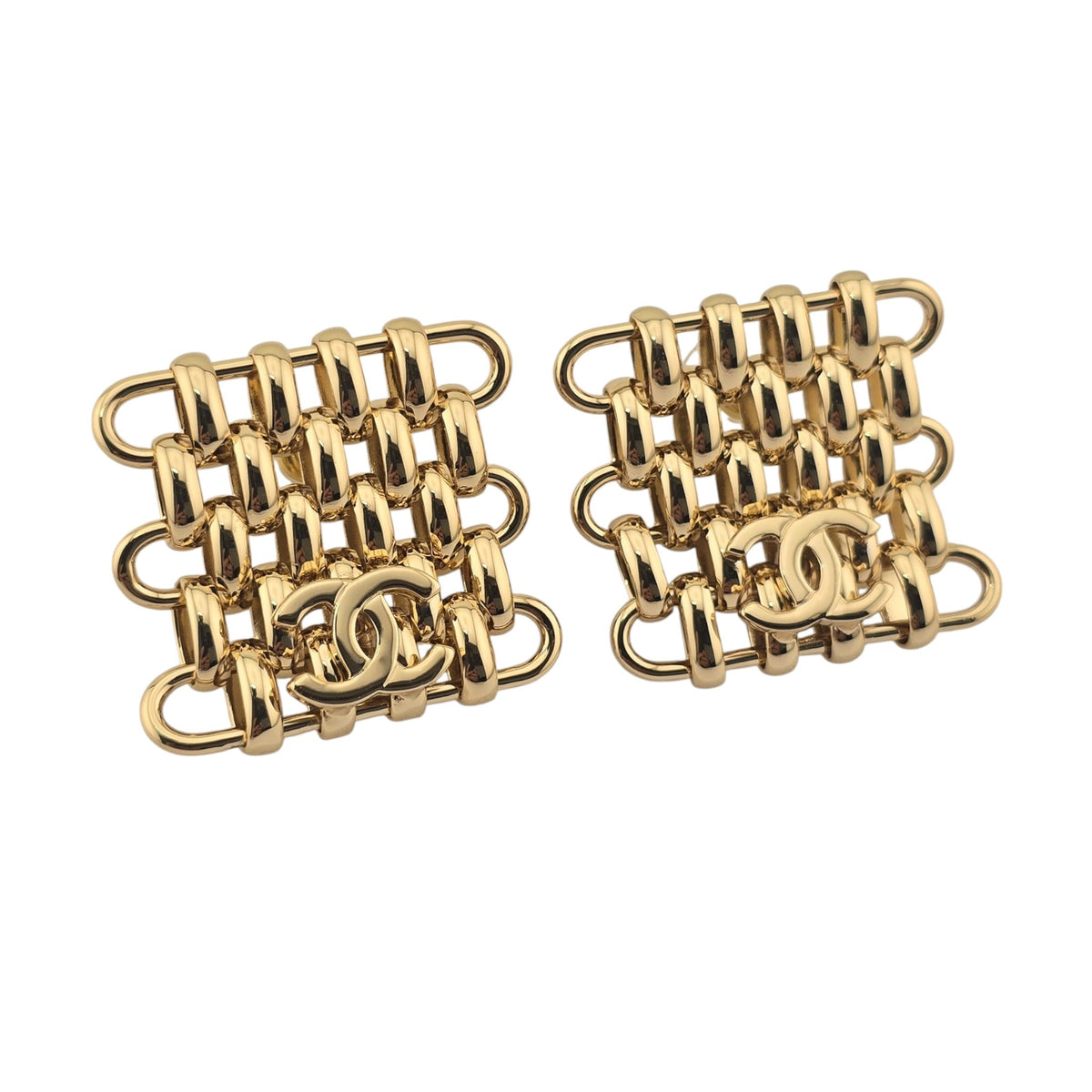 Chanel CC Gold Square Earrings 2026 CHANEL
