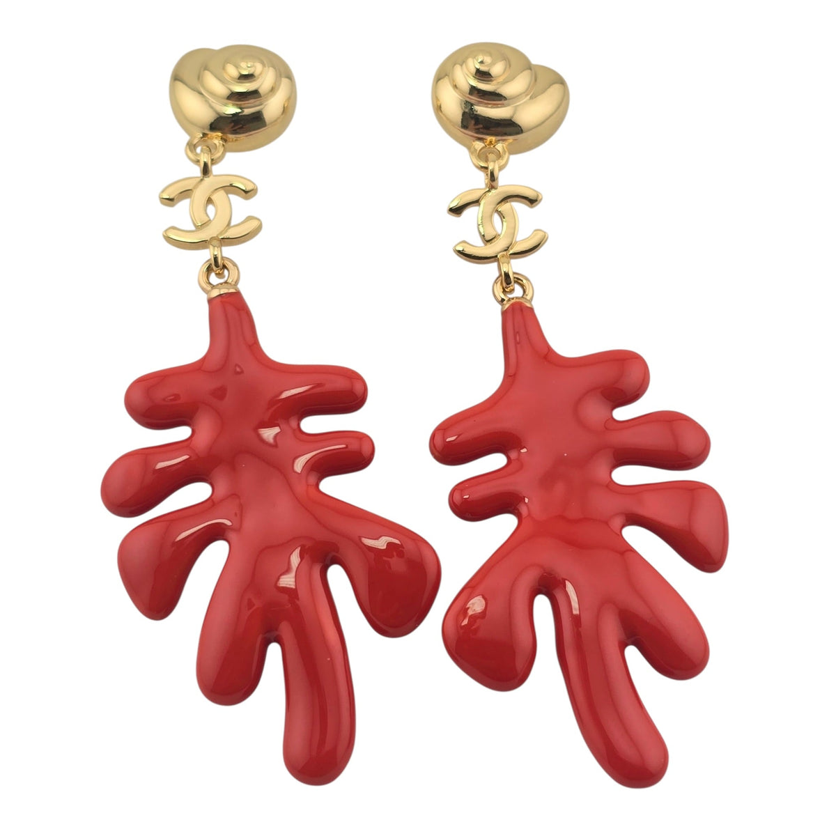 Chanel CC Coral Pendant Earrings 2026 CHANEL