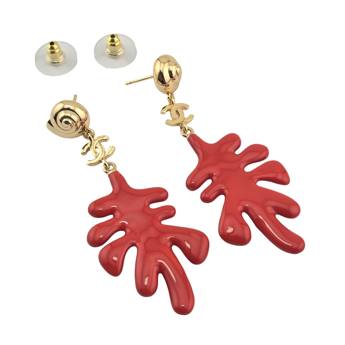 Chanel CC Coral Pendant Earrings 2026 CHANEL