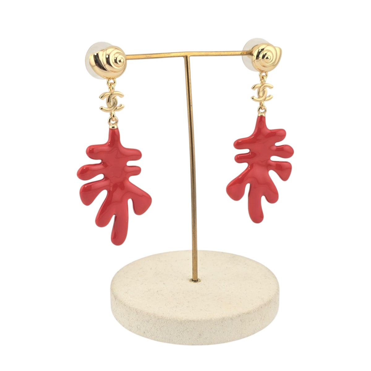 Chanel CC Coral Pendant Earrings 2026 CHANEL