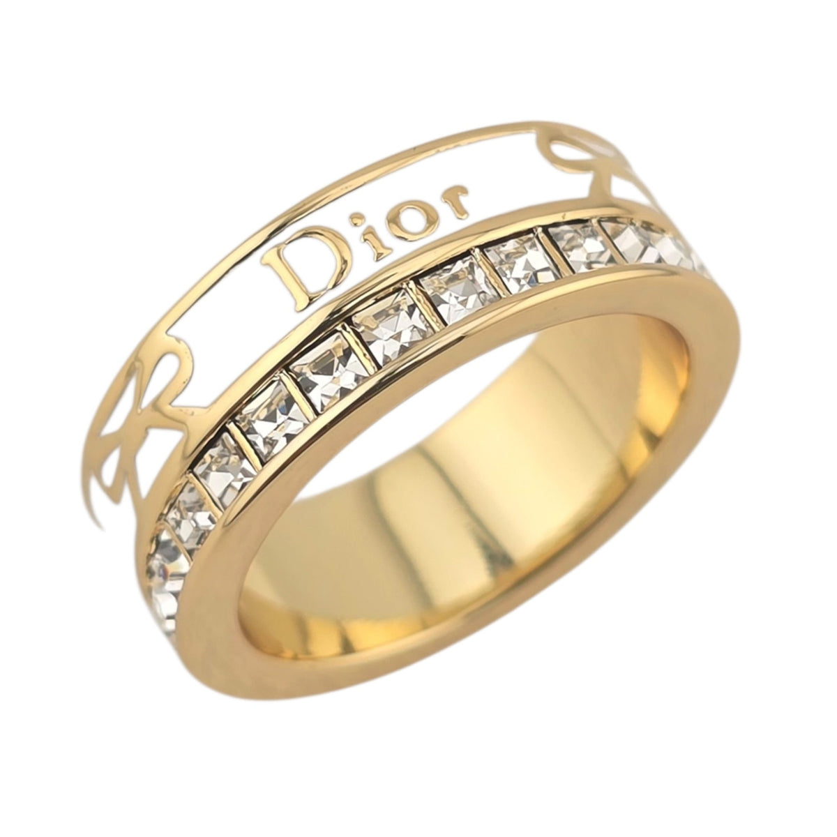 Christian Dior Night Code Gold White Enamel Ring DIOR