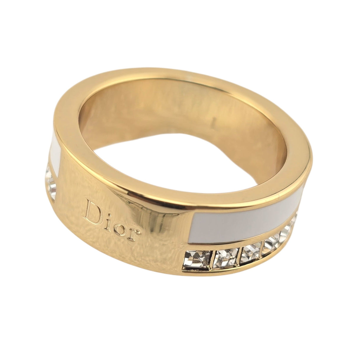 Christian Dior Night Code Gold White Enamel Ring DIOR