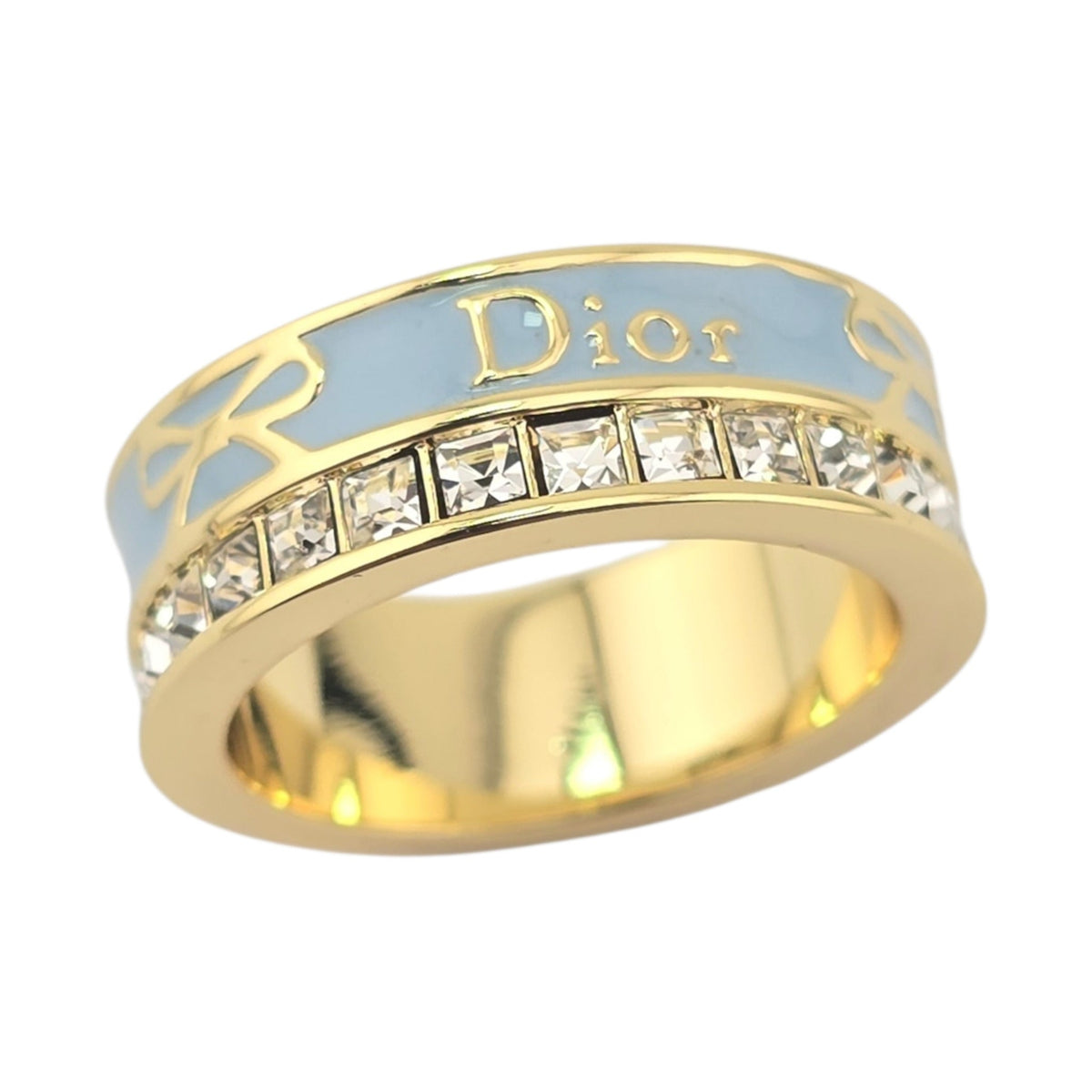 Christian Dior Night Code Gold Blue Enamel Ring DIOR
