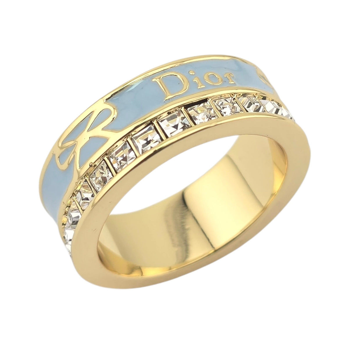 Christian Dior Night Code Gold Blue Enamel Ring DIOR