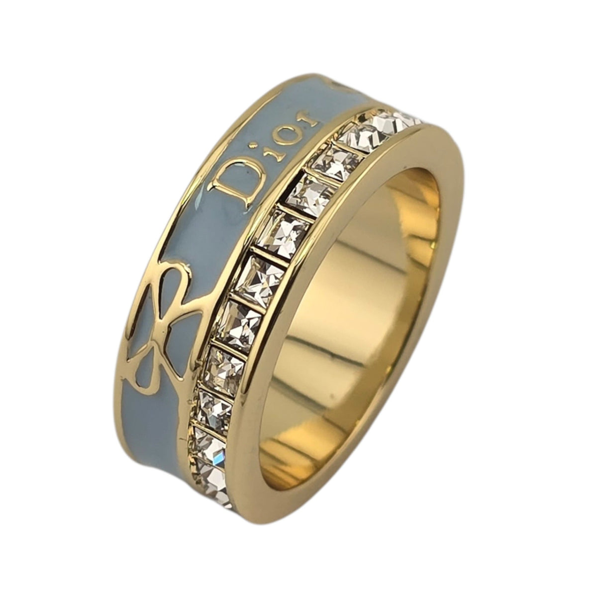 Christian Dior Night Code Gold Blue Enamel Ring DIOR