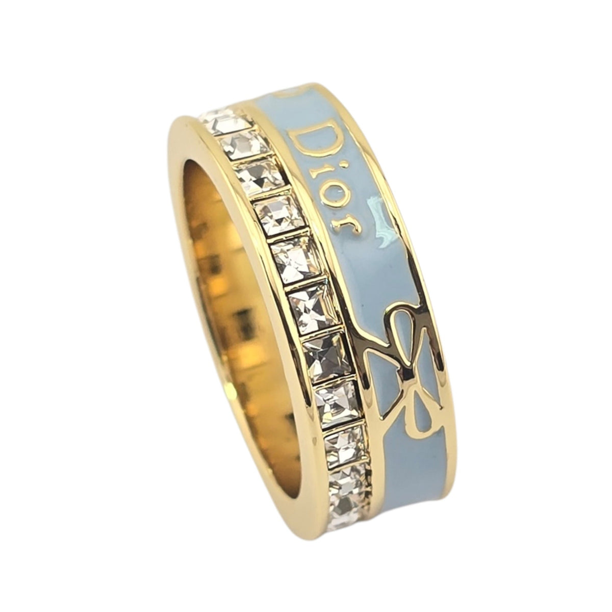 Christian Dior Night Code Gold Blue Enamel Ring DIOR