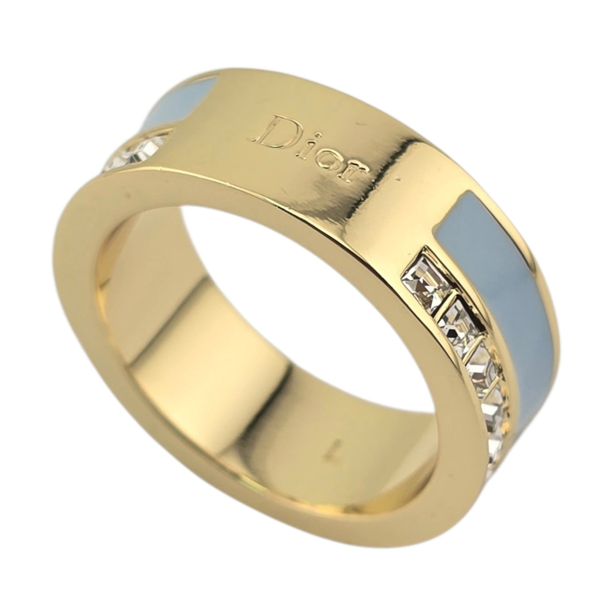 Christian Dior Night Code Gold Blue Enamel Ring DIOR