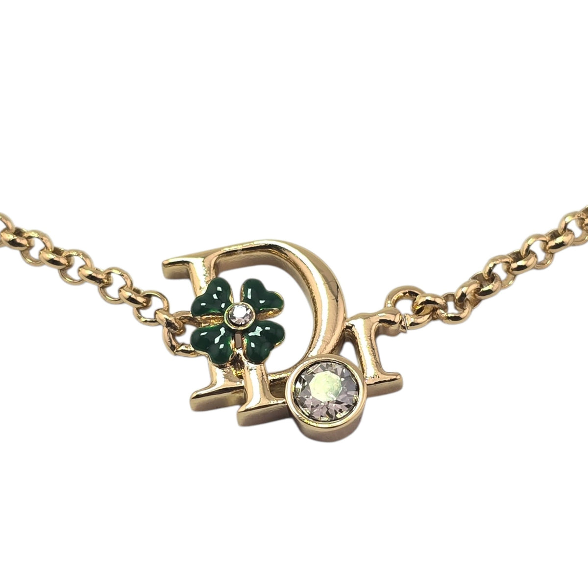 Christian Dior Precious Clover Gold Green Bracelet DIOR