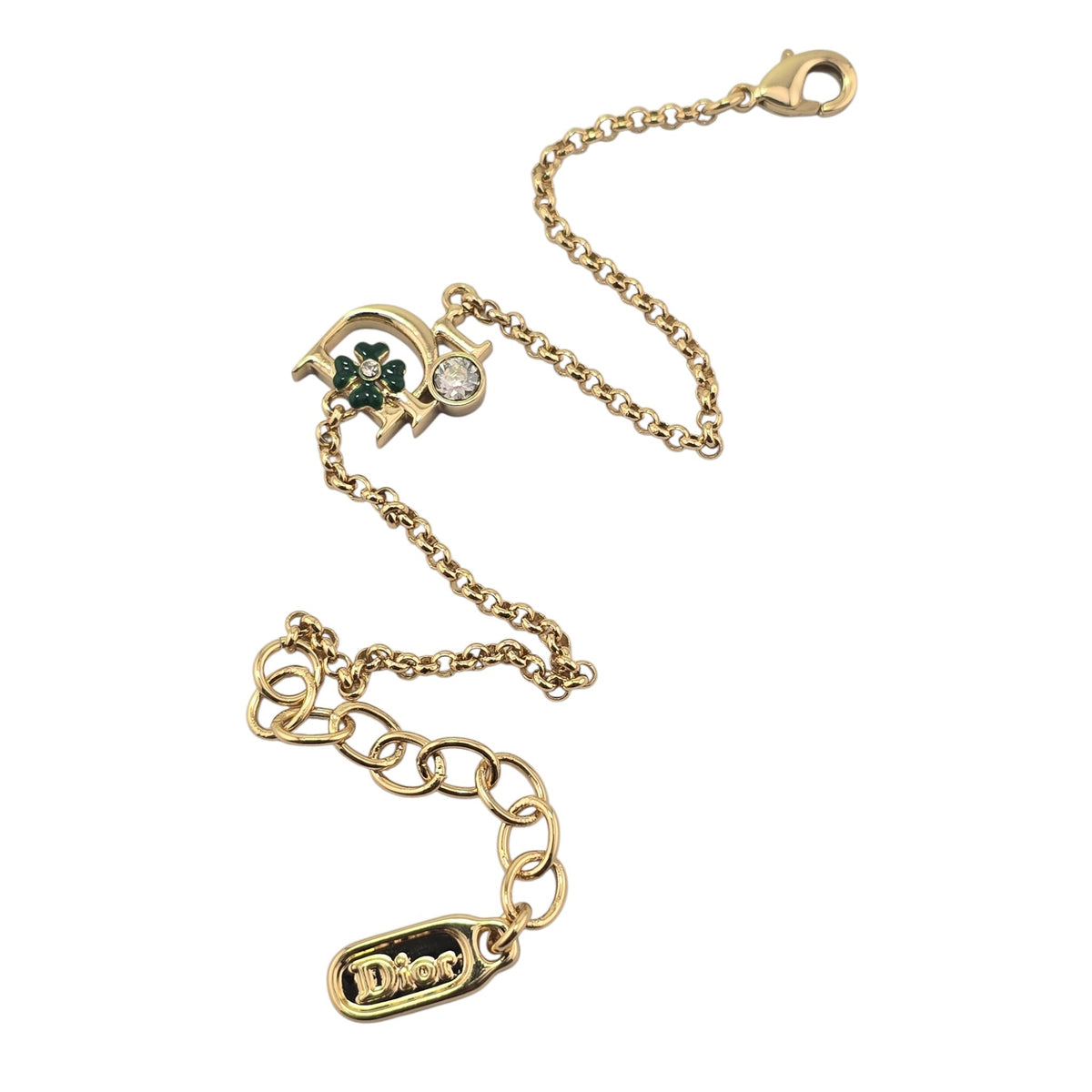 Christian Dior Precious Clover Gold Green Bracelet DIOR