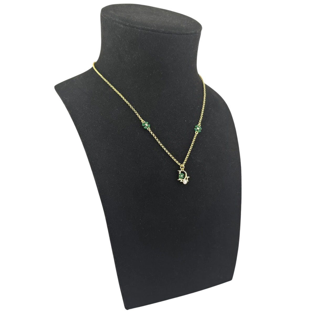 Christian Dior Precious Clover Gold Green Necklace DIOR
