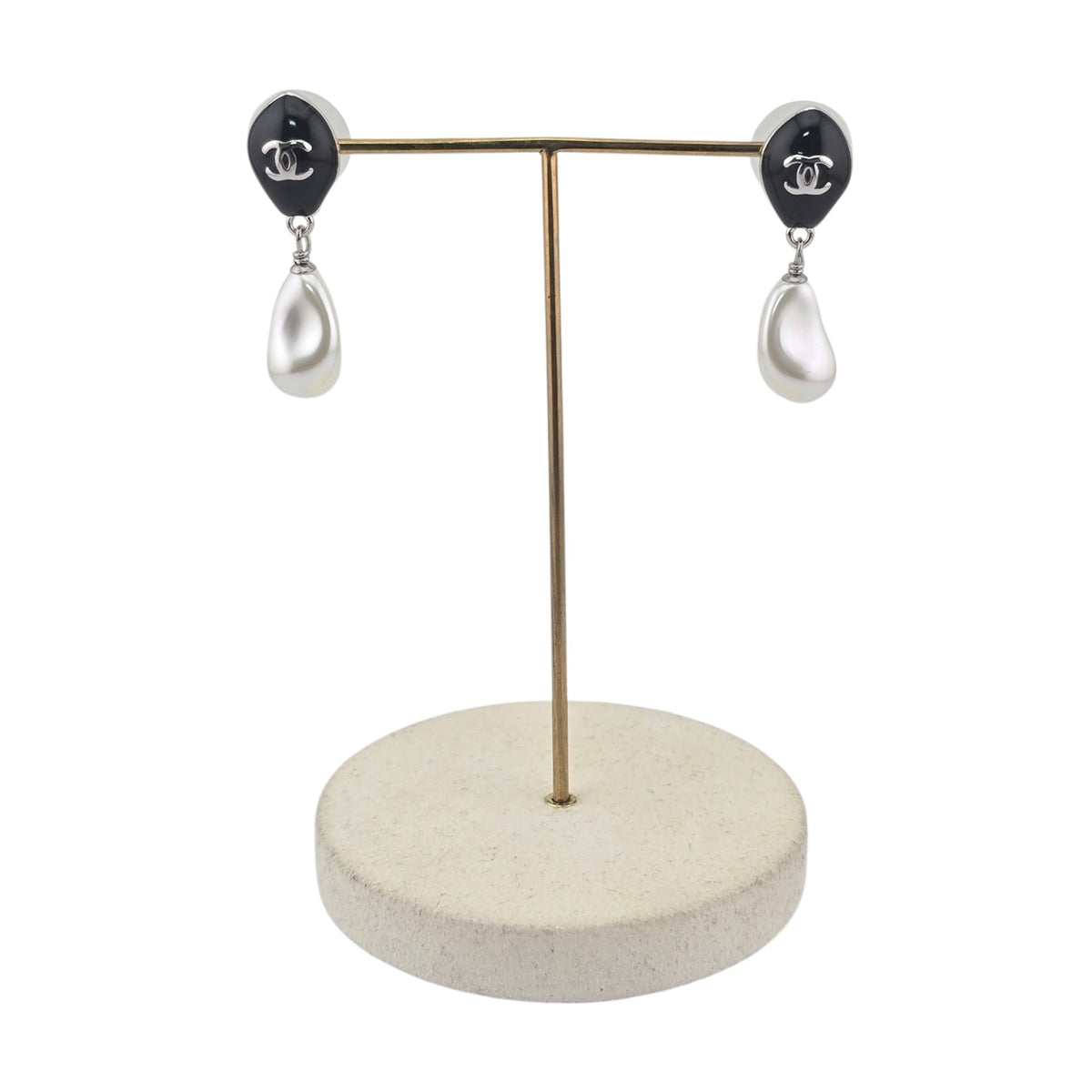 Chanel CC Black Silver Drop Earrings 2026 CHANEL