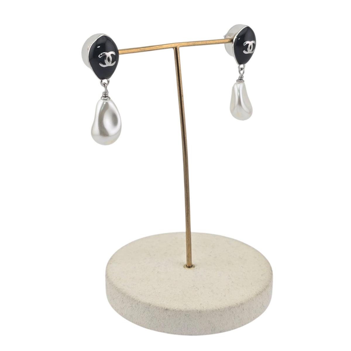 Chanel CC Black Silver Drop Earrings 2026 CHANEL