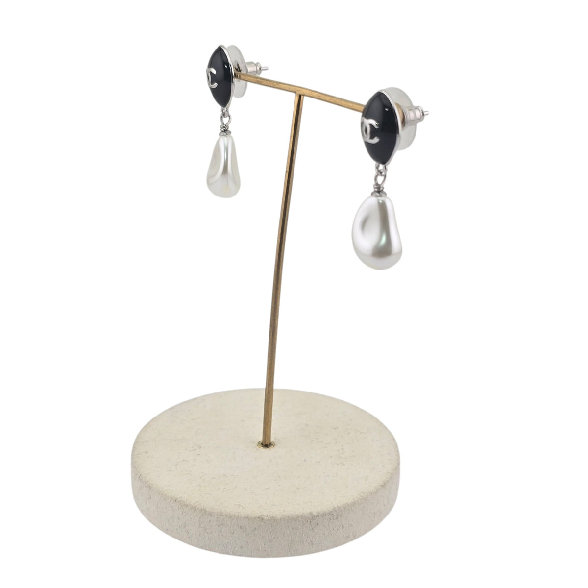 Chanel CC Black Silver Drop Earrings 2026 CHANEL