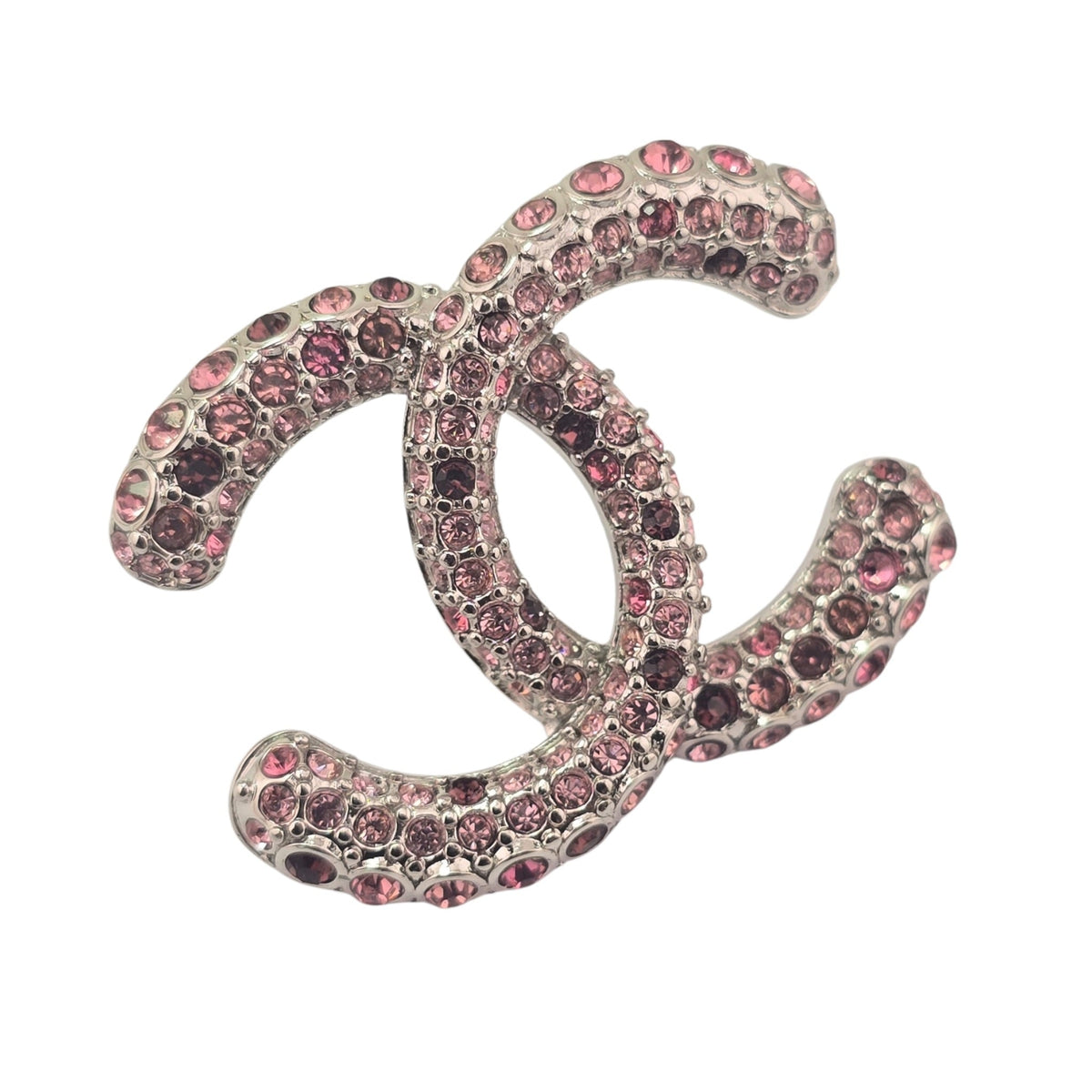 Chanel CC Silver Stud Pink Crystal Earrings 2026 CHANEL