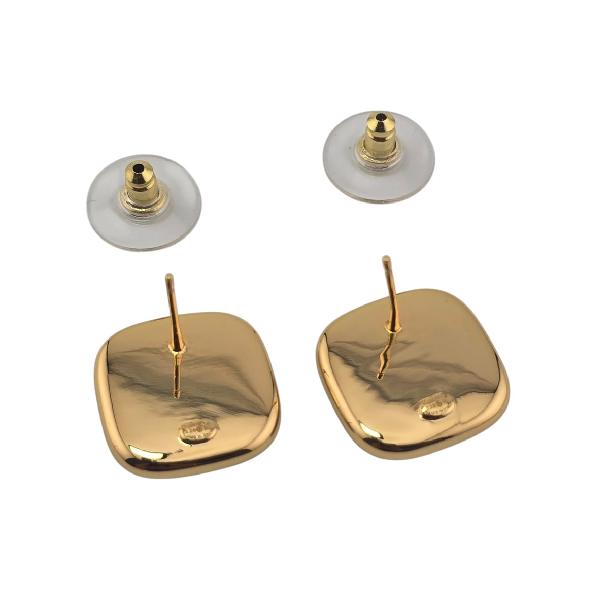 Chanel CC Gold Black Square Resin Earrings 2026 CHANEL