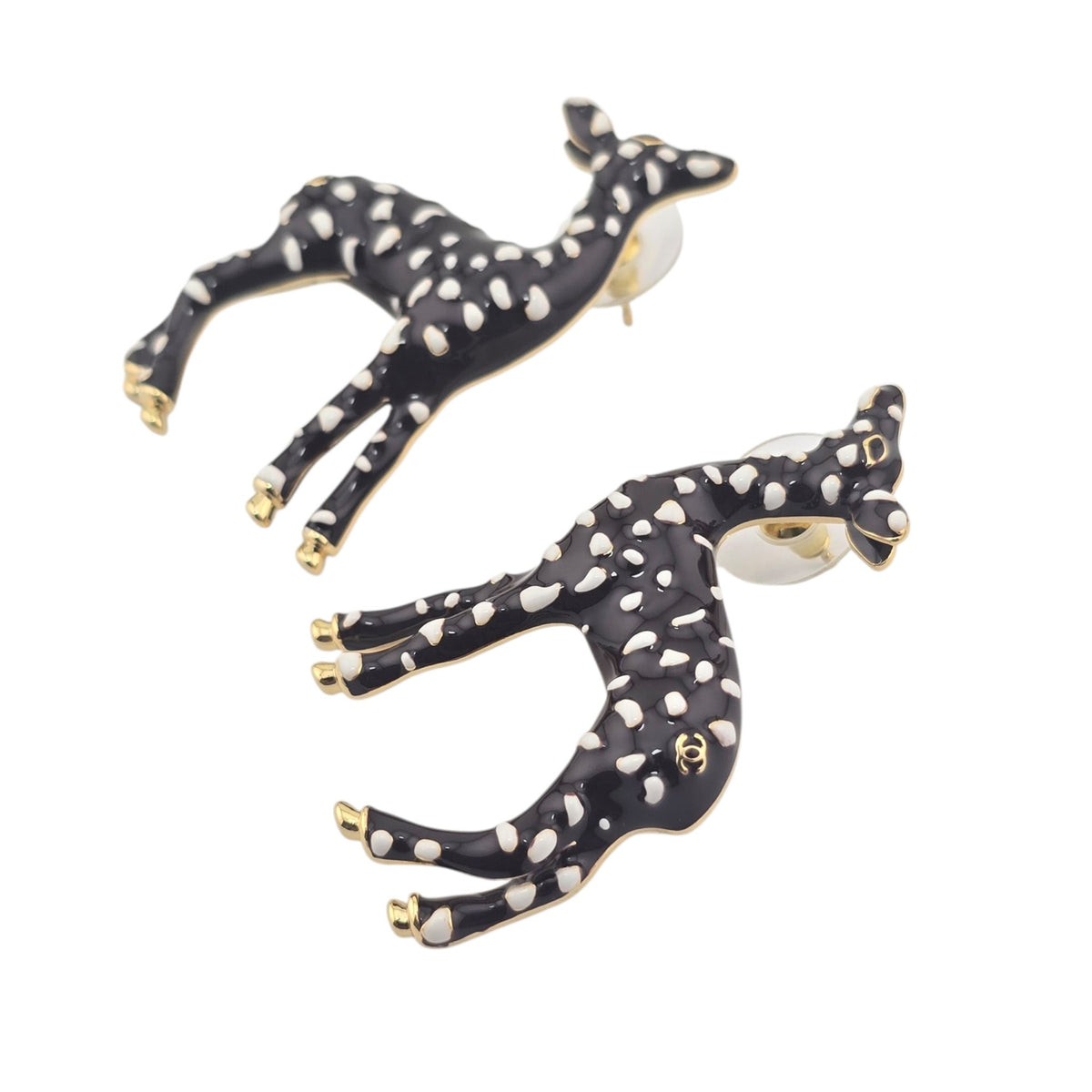 Chanel CC Deer Gold Maroon Stud Earrings 2026 CHANEL
