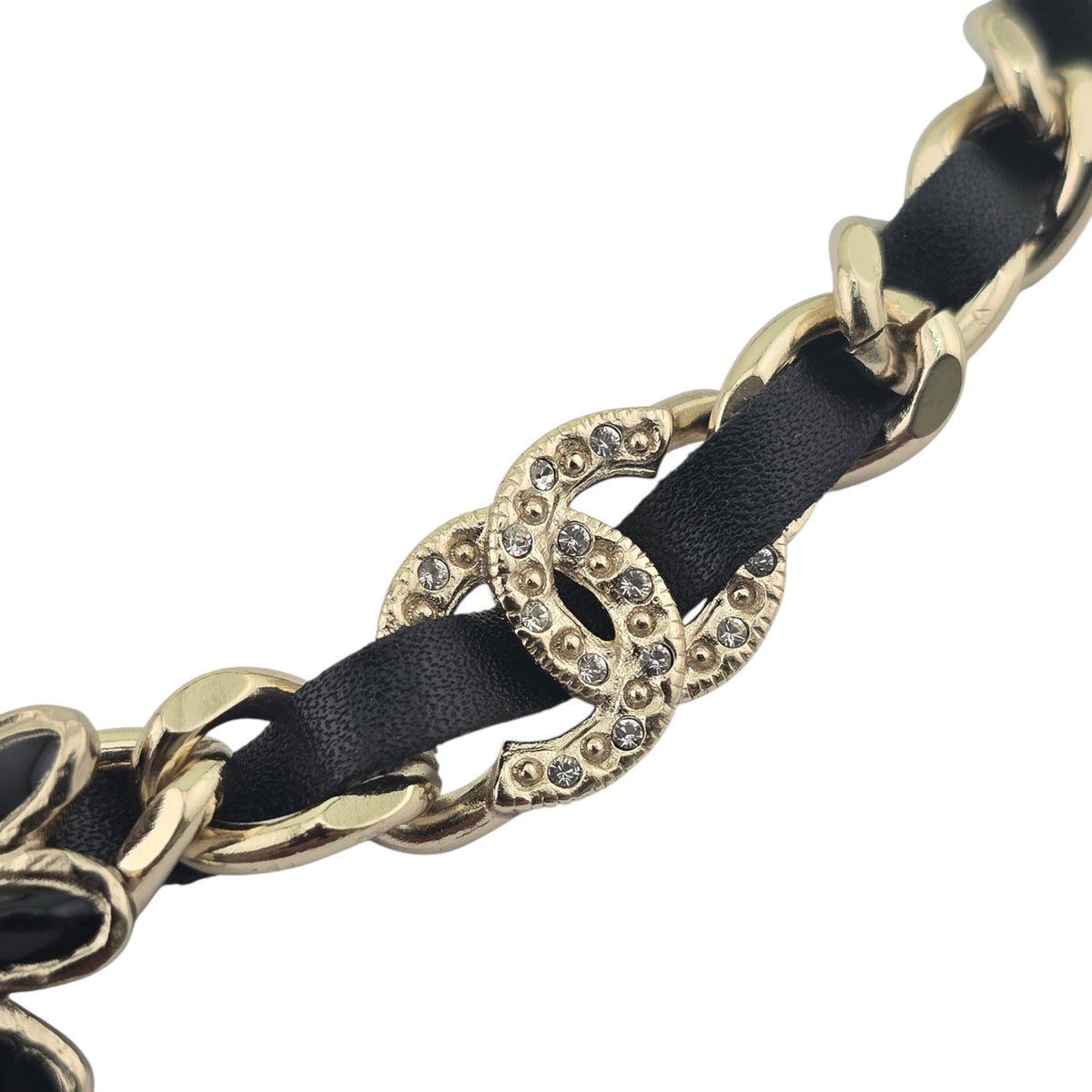 Chanel CC Floral Leather Gold Choker 2022 CHANEL