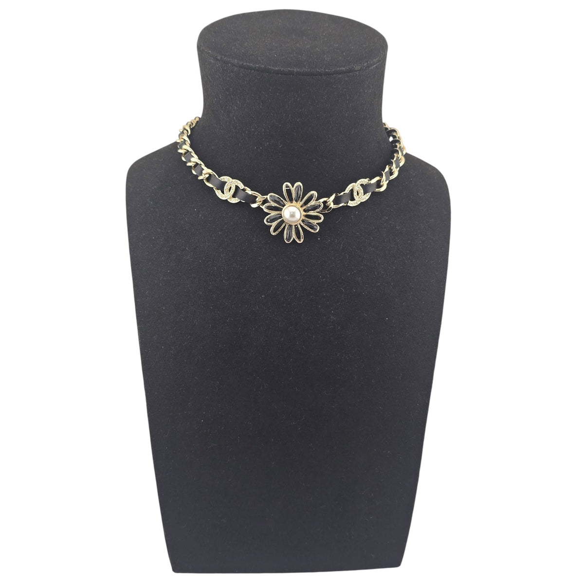 Chanel CC Floral Leather Gold Choker 2022 CHANEL
