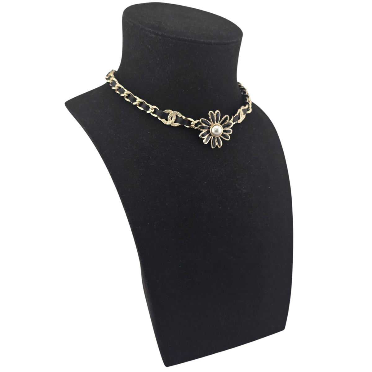 Chanel CC Floral Leather Gold Choker 2022 CHANEL