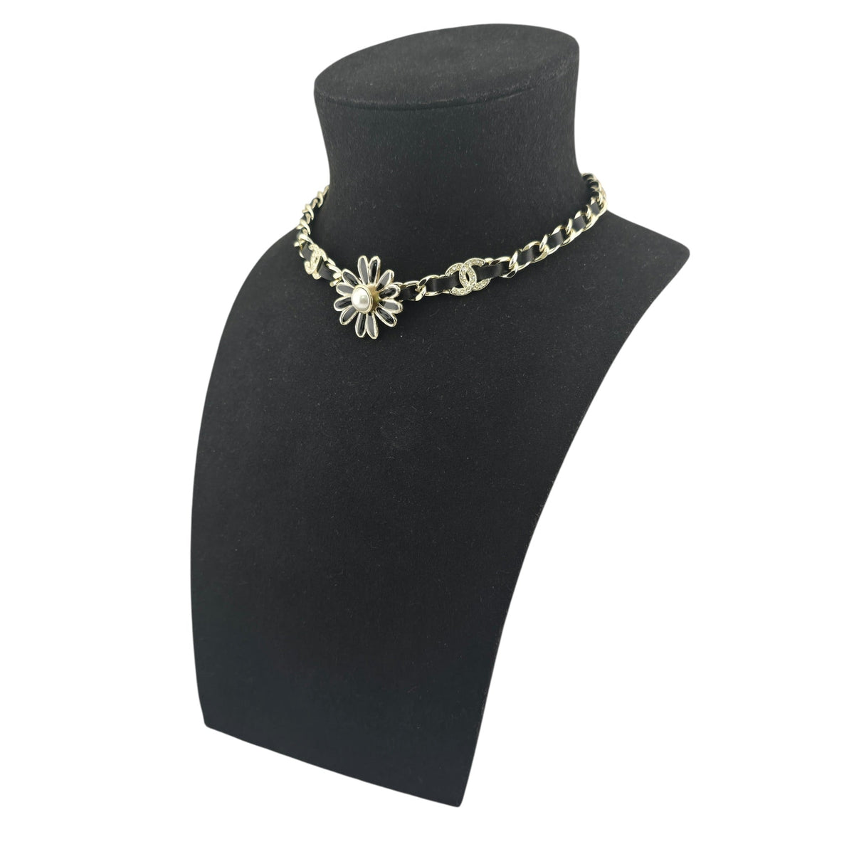 Chanel CC Floral Leather Gold Choker 2022 CHANEL