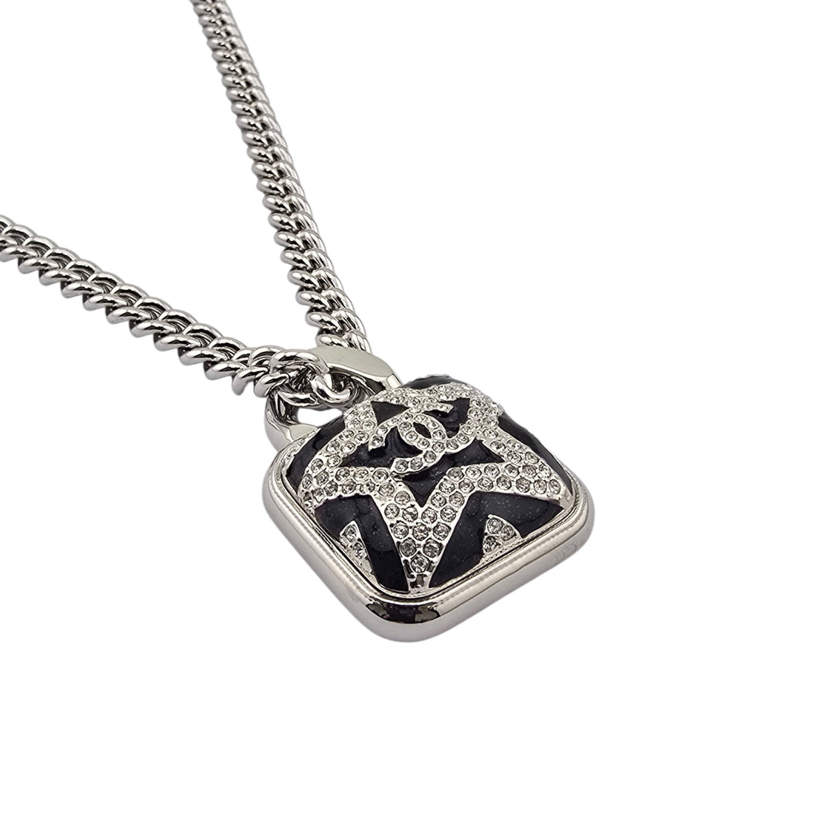 Chanel CC Silver Square Crystal Star Pendant Necklace 2023 CHANEL