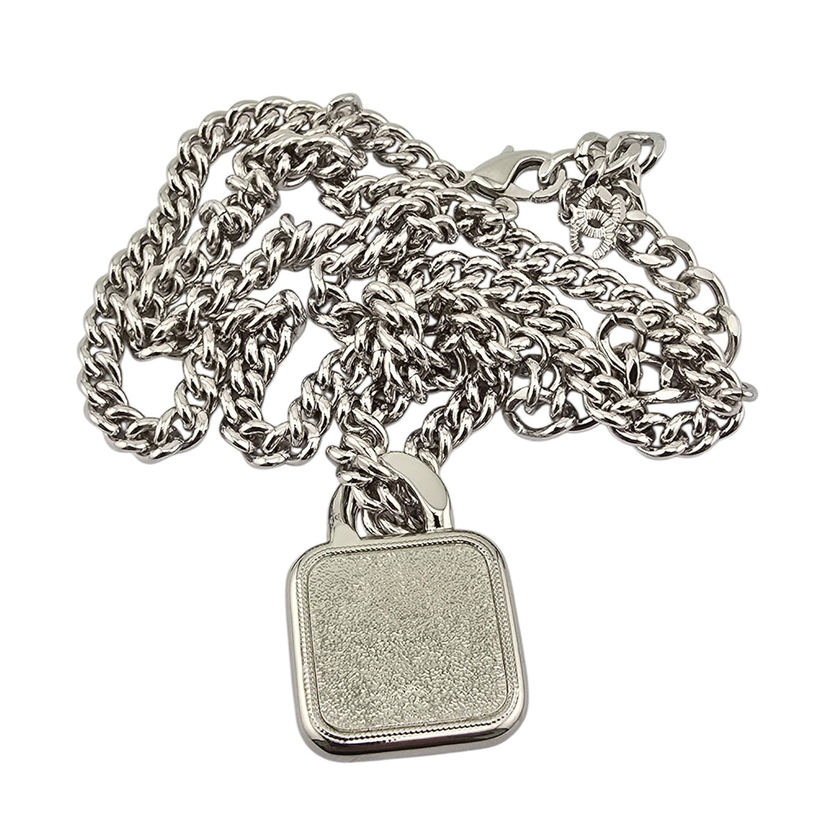 Chanel CC Silver Square Crystal Star Pendant Necklace 2023 CHANEL