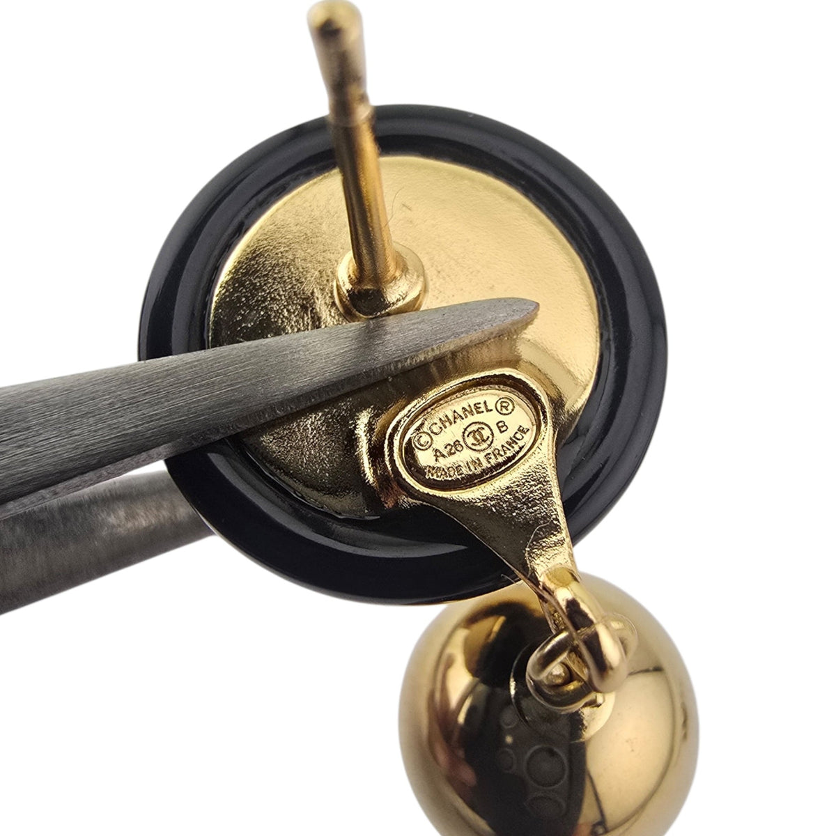 Chanel CC Black Gold Pendant Earrings 2026 CHANEL