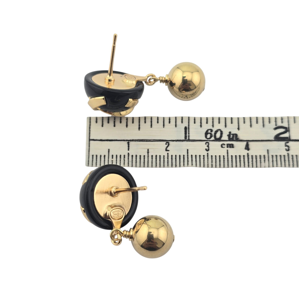 Chanel CC Black Gold Pendant Earrings 2026 CHANEL