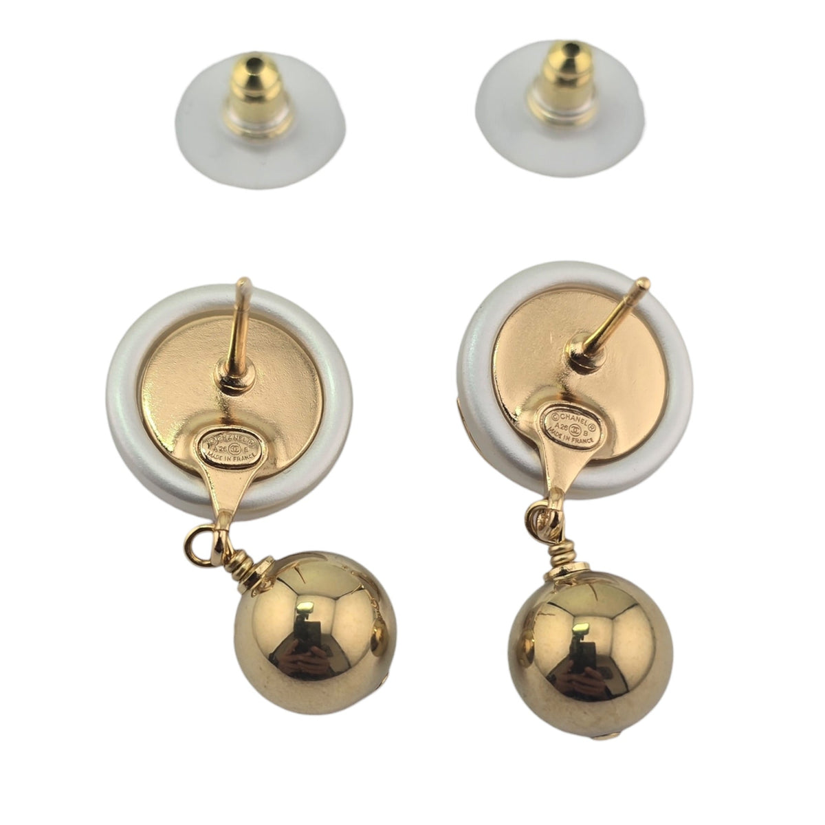 Chanel CC White Gold Pendant Earrings 2026 CHANEL