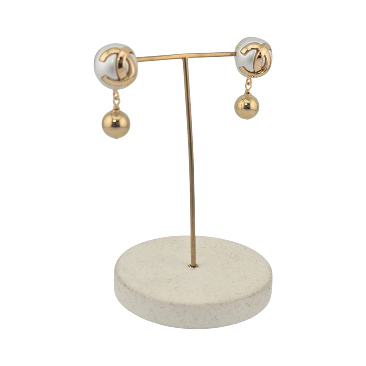 Chanel CC White Gold Pendant Earrings 2026 CHANEL