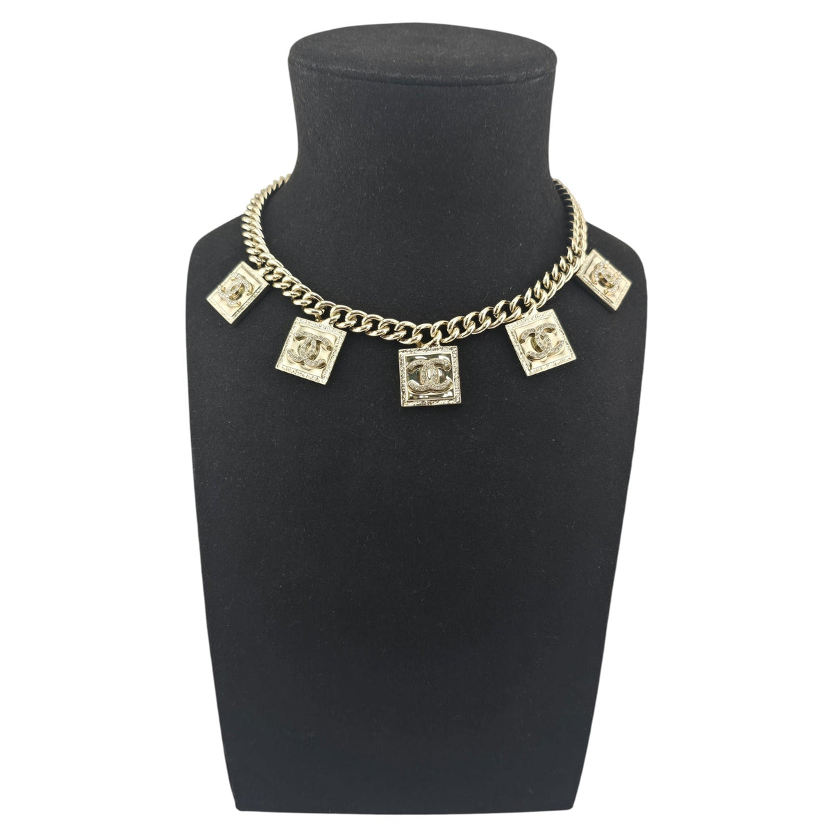 Chanel CC 5 Pendant Gold Necklace 2023 CHANEL