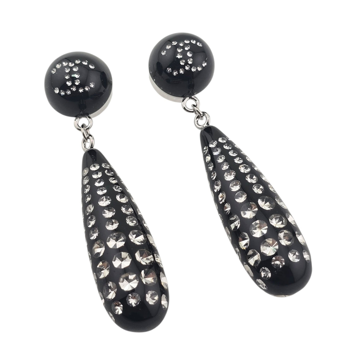 Chanel CC Black Crystal Drop Earrings 2026 CHANEL