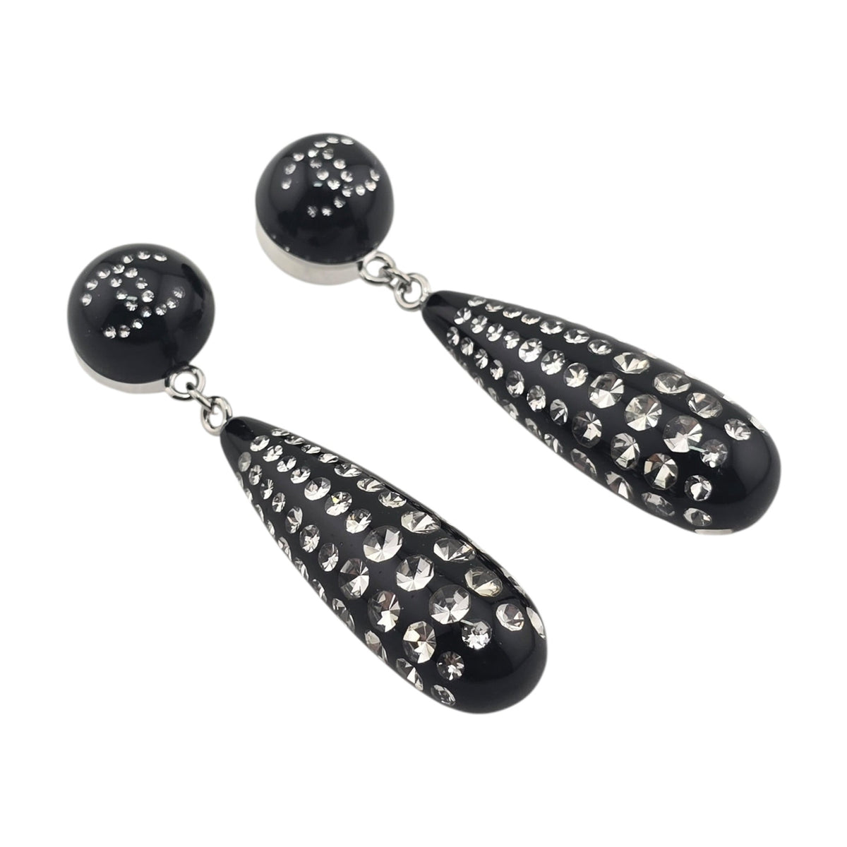Chanel CC Black Crystal Drop Earrings 2026 CHANEL