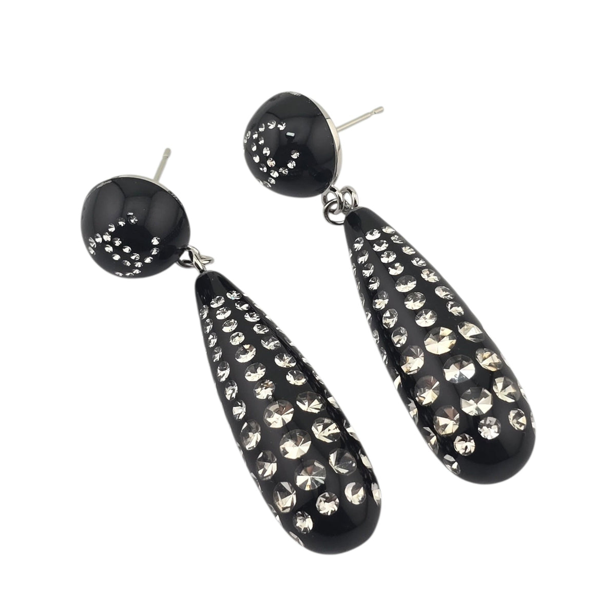 Chanel CC Black Crystal Drop Earrings 2026 CHANEL