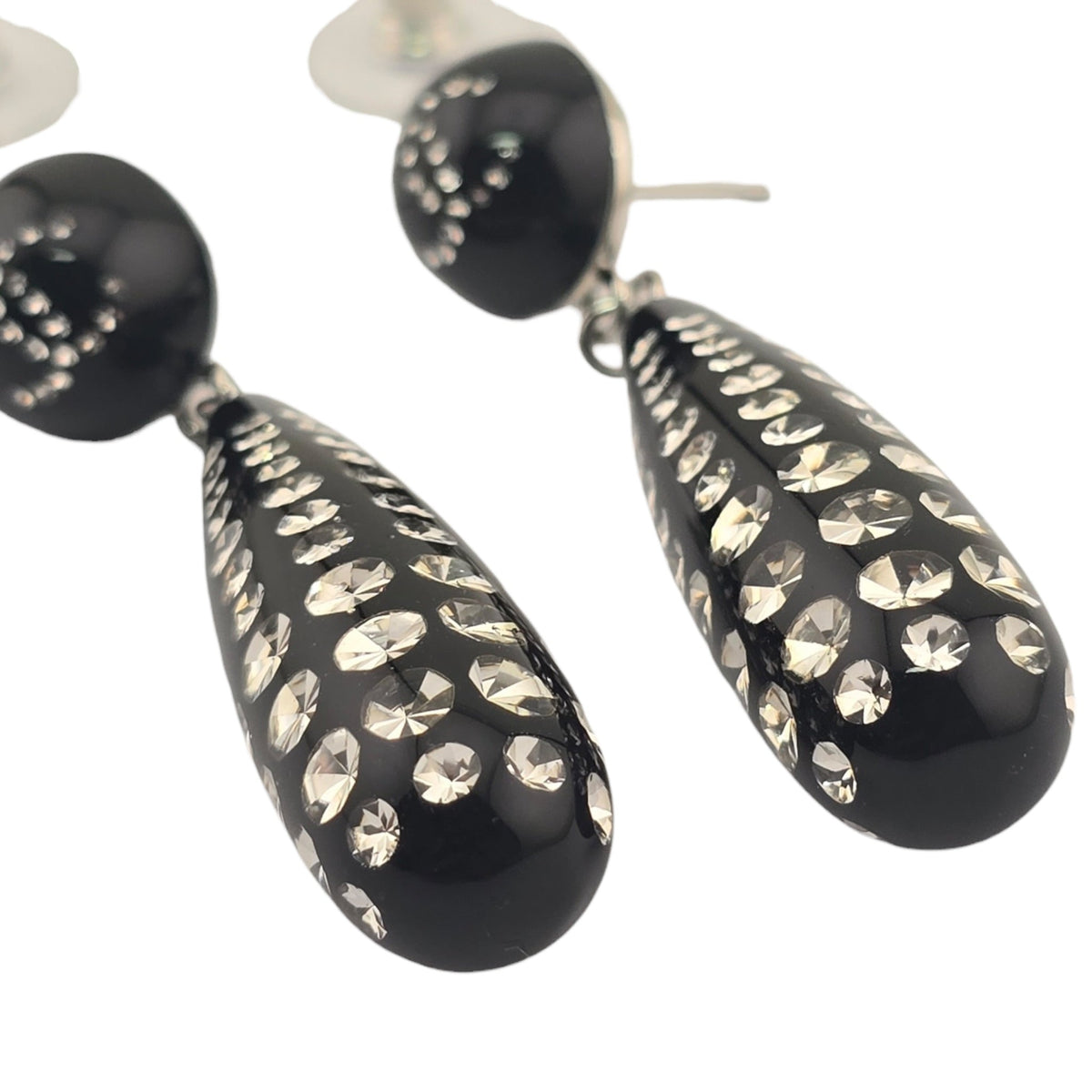 Chanel CC Black Crystal Drop Earrings 2026 CHANEL